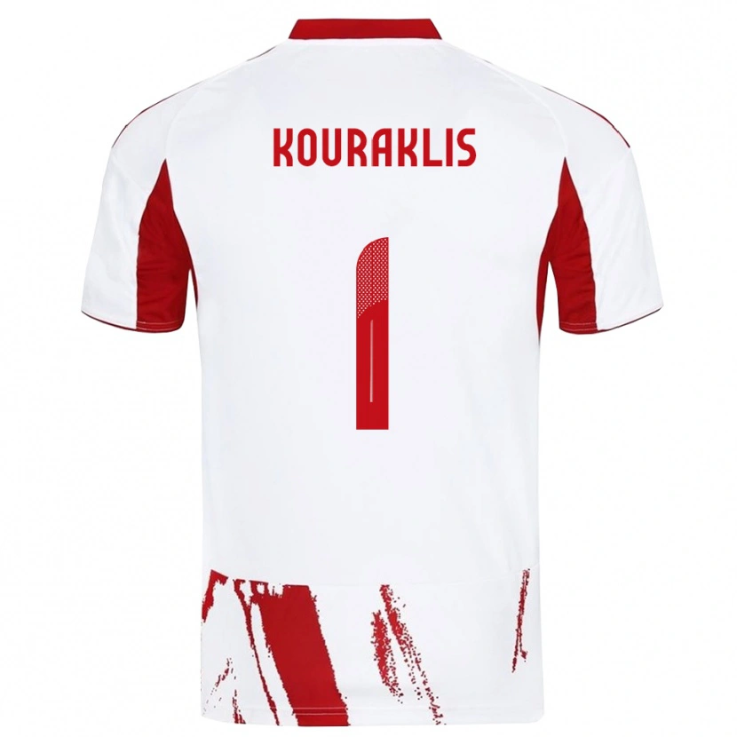 Danxen Børn Georgios Kouraklis #1 Hvid Rød Udebane Spillertrøjer 2025/26 Trøje T-Shirt