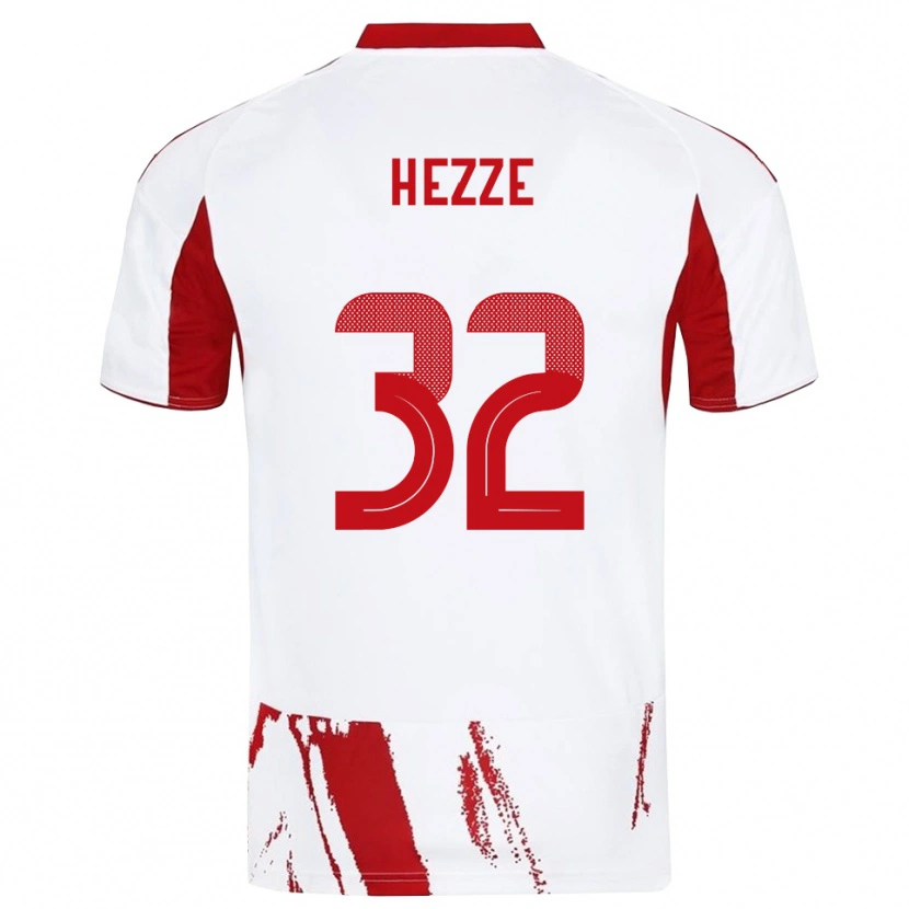 Danxen Børn Santiago Hezze #32 Hvid Rød Udebane Spillertrøjer 2025/26 Trøje T-Shirt