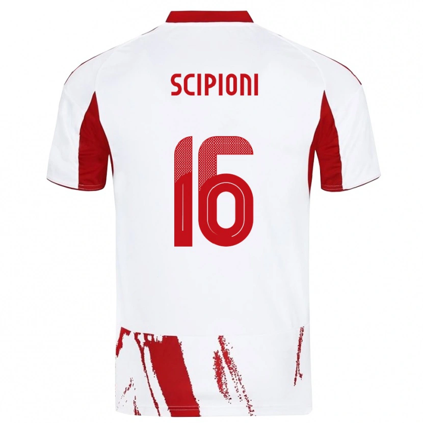 Danxen Børn Lorenzo Scipioni #16 Hvid Rød Udebane Spillertrøjer 2025/26 Trøje T-Shirt