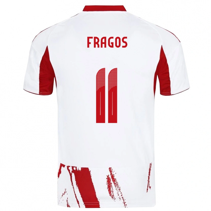 Danxen Børn Georgios Fragos #11 Hvid Rød Udebane Spillertrøjer 2025/26 Trøje T-Shirt