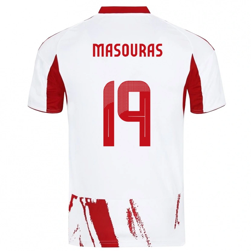 Danxen Børn Georgios Masouras #19 Hvid Rød Udebane Spillertrøjer 2025/26 Trøje T-Shirt