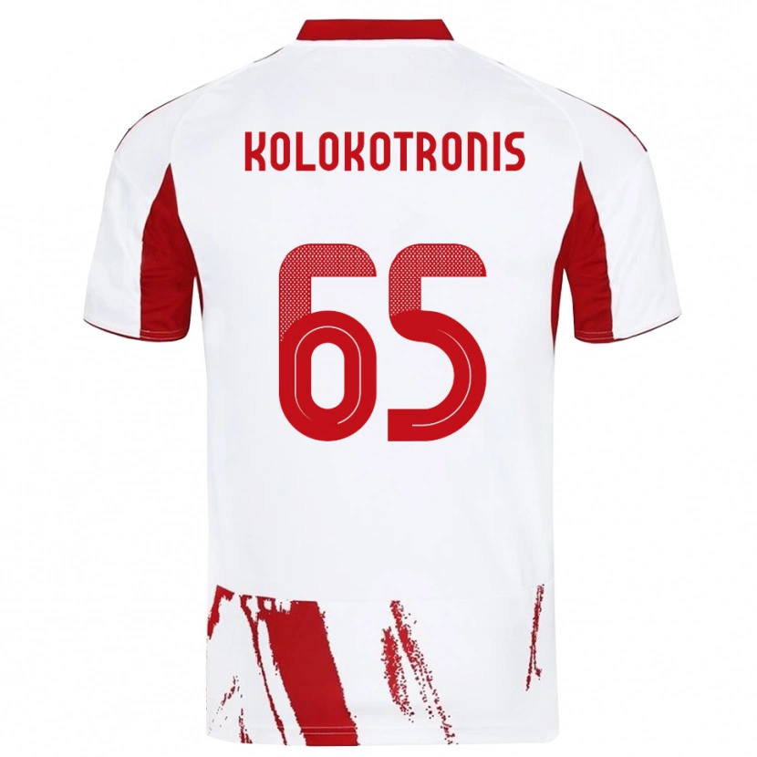 Danxen Børn Petros Kolokotronis #65 Hvid Rød Udebane Spillertrøjer 2025/26 Trøje T-Shirt