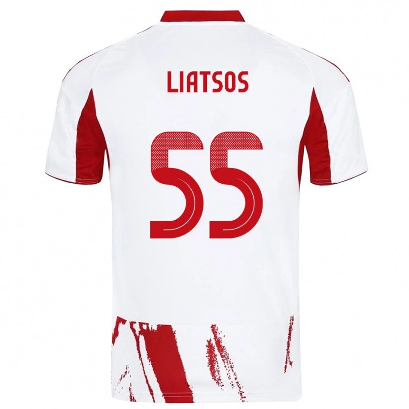 Danxen Børn Christos Liatsos #55 Hvid Rød Udebane Spillertrøjer 2025/26 Trøje T-Shirt