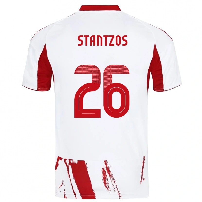 Danxen Børn Athanasios Stantzos #26 Hvid Rød Udebane Spillertrøjer 2025/26 Trøje T-Shirt