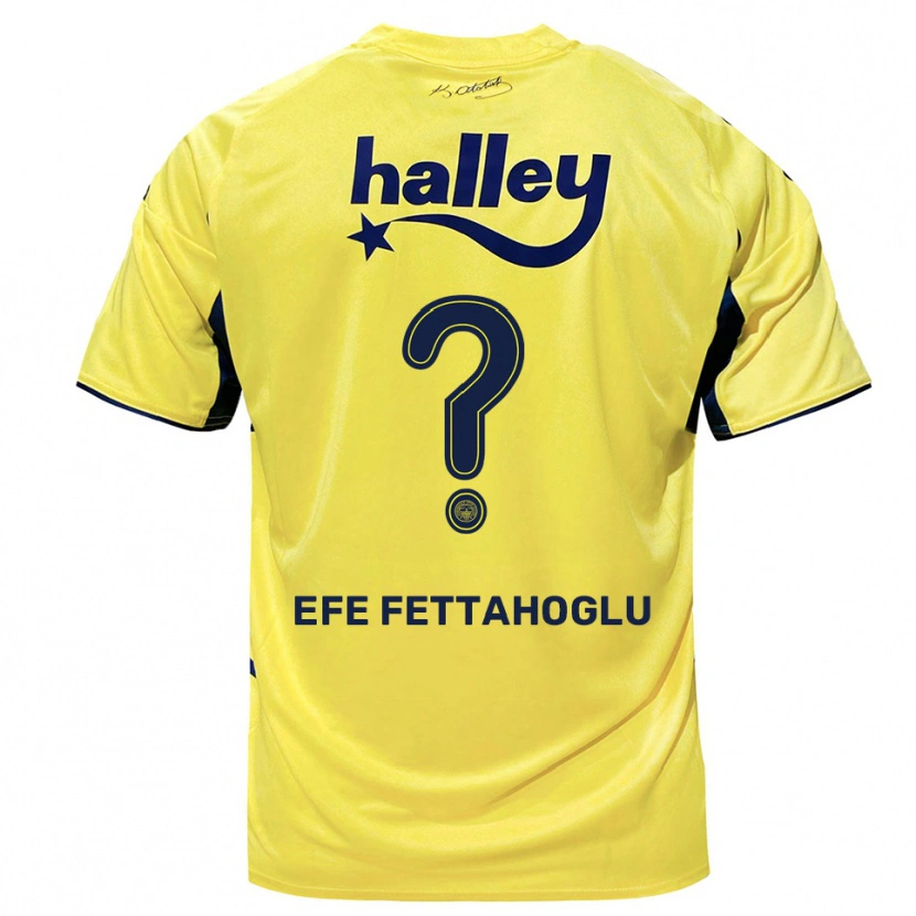 Danxen Børn Adnan Efe Fettahoğlu #0 Gul Mørkeblå Udebane Spillertrøjer 2025/26 Trøje T-Shirt