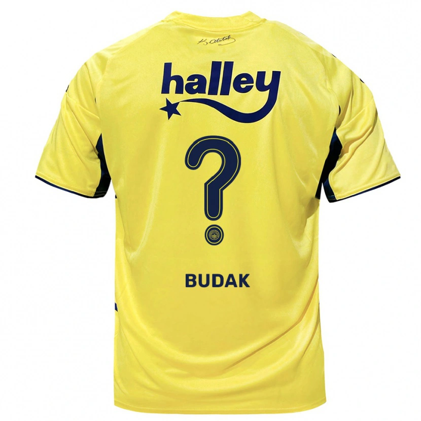Danxen Børn Enis Budak #0 Gul Mørkeblå Udebane Spillertrøjer 2025/26 Trøje T-Shirt