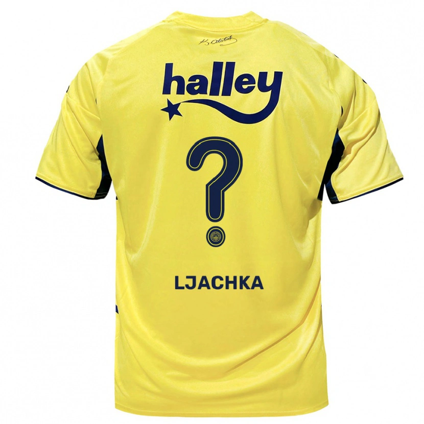 Danxen Børn Blendi Ljachka #0 Gul Mørkeblå Udebane Spillertrøjer 2025/26 Trøje T-Shirt