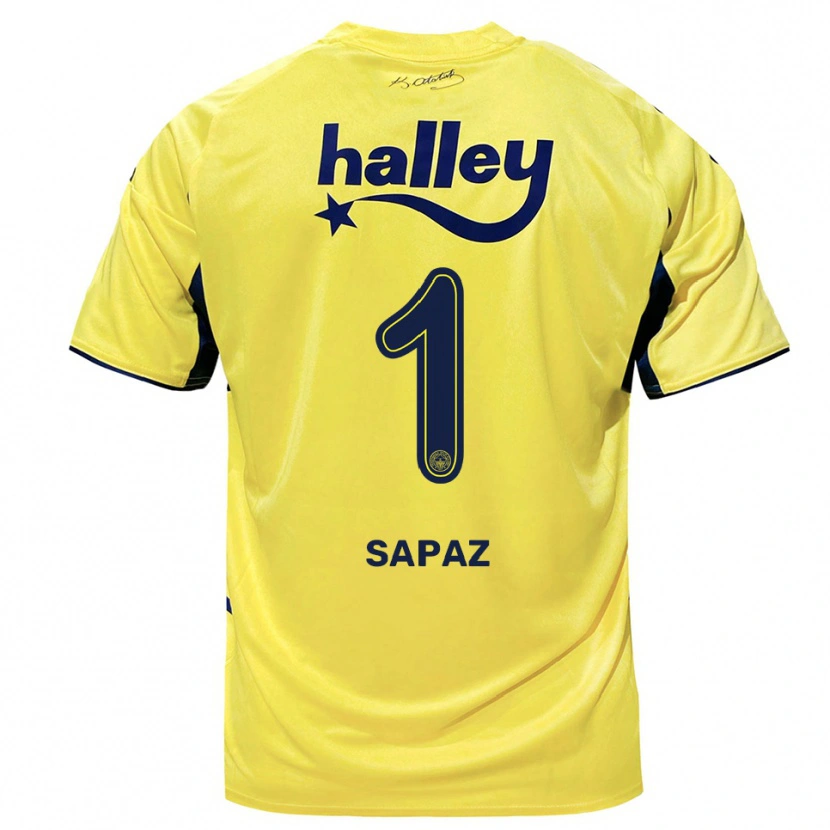 Danxen Børn Kuzey Sapaz #1 Gul Mørkeblå Udebane Spillertrøjer 2025/26 Trøje T-Shirt