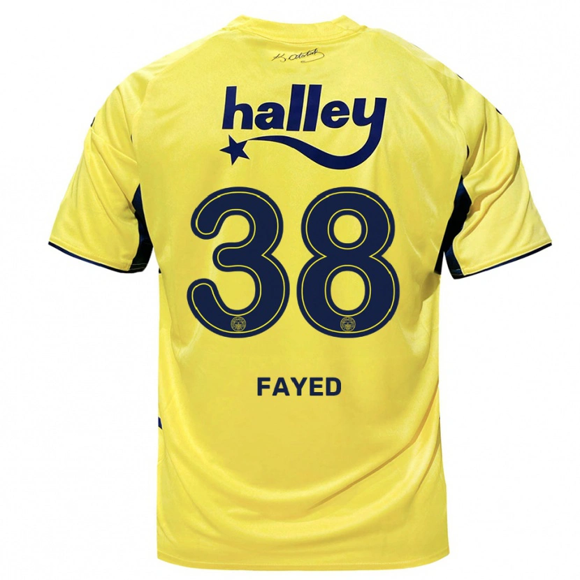 Danxen Børn Omar Fayed #38 Gul Mørkeblå Udebane Spillertrøjer 2025/26 Trøje T-Shirt