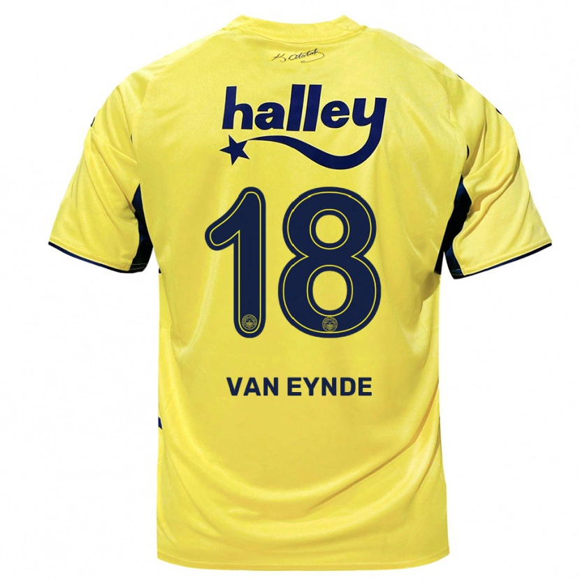 Danxen Børn Zoë Van Eynde #18 Gul Mørkeblå Udebane Spillertrøjer 2025/26 Trøje T-Shirt