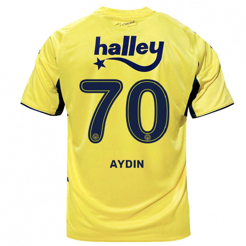 Danxen Børn Oğuz Aydın #70 Gul Mørkeblå Udebane Spillertrøjer 2025/26 Trøje T-Shirt