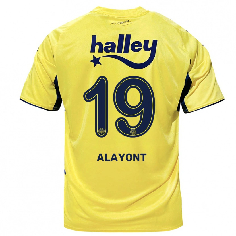 Danxen Børn Mesude Alayont #19 Gul Mørkeblå Udebane Spillertrøjer 2025/26 Trøje T-Shirt
