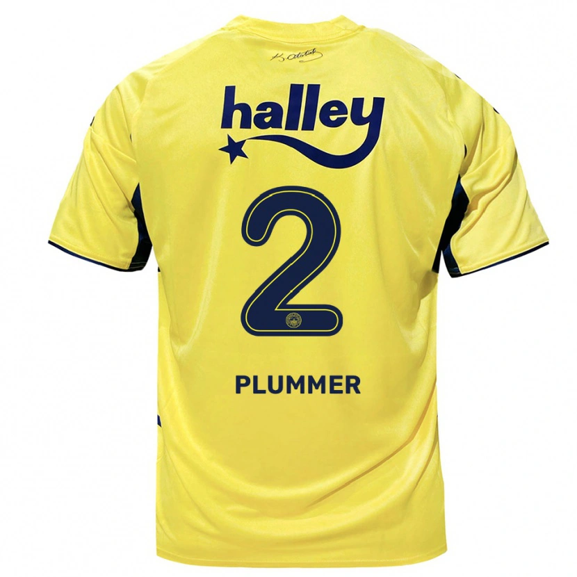 Danxen Børn Konya Plummer #2 Gul Mørkeblå Udebane Spillertrøjer 2025/26 Trøje T-Shirt