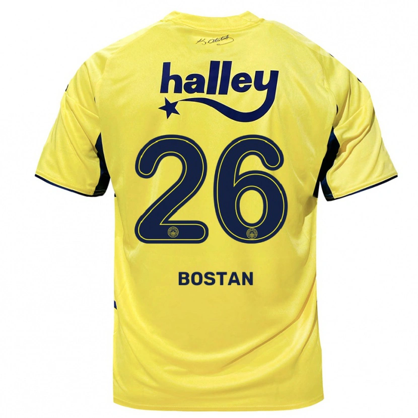 Danxen Børn Anil Bostan #26 Gul Mørkeblå Udebane Spillertrøjer 2025/26 Trøje T-Shirt