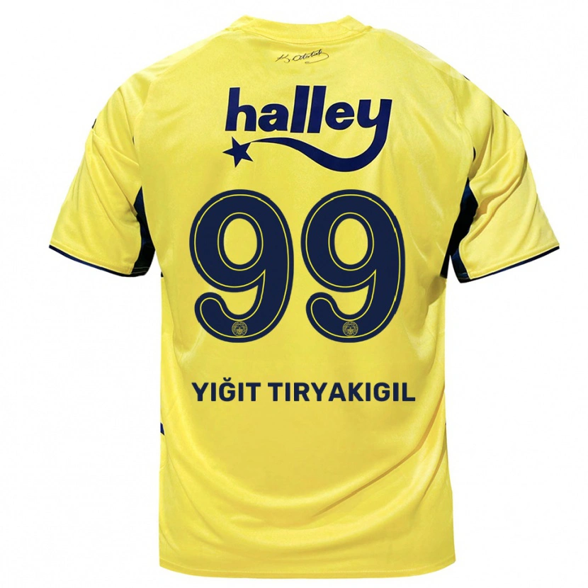 Danxen Børn Ömer Yiğit Tiryakigil #99 Gul Mørkeblå Udebane Spillertrøjer 2025/26 Trøje T-Shirt