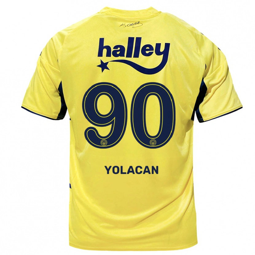 Danxen Børn Baran Yolaçan #90 Gul Mørkeblå Udebane Spillertrøjer 2025/26 Trøje T-Shirt