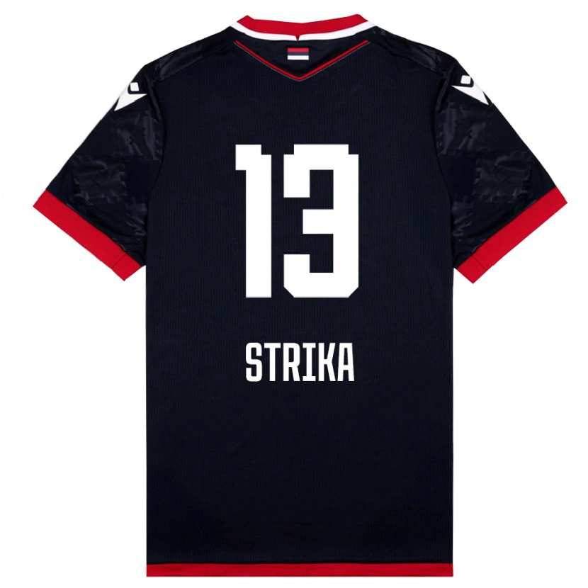 Danxen Børn Matej Strika #13 Sort Rød Udebane Spillertrøjer 2025/26 Trøje T-Shirt