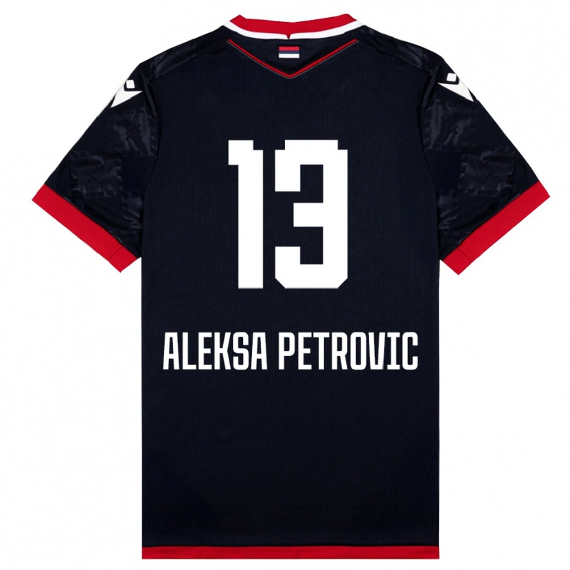 Danxen Børn Aleksa Petrovic #13 Sort Rød Udebane Spillertrøjer 2025/26 Trøje T-Shirt