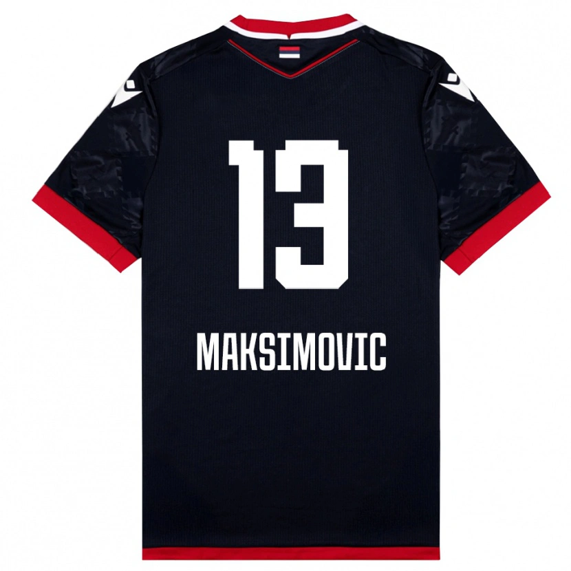 Danxen Børn Filip Maksimovic #13 Sort Rød Udebane Spillertrøjer 2025/26 Trøje T-Shirt