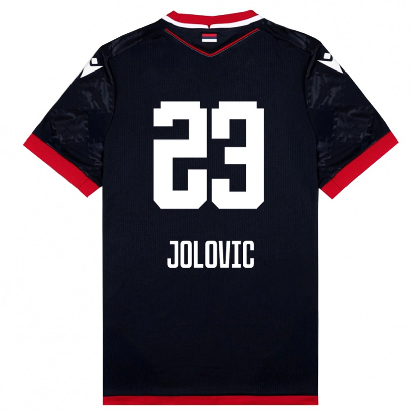 Danxen Børn Bogdan Jolovic #23 Sort Rød Udebane Spillertrøjer 2025/26 Trøje T-Shirt