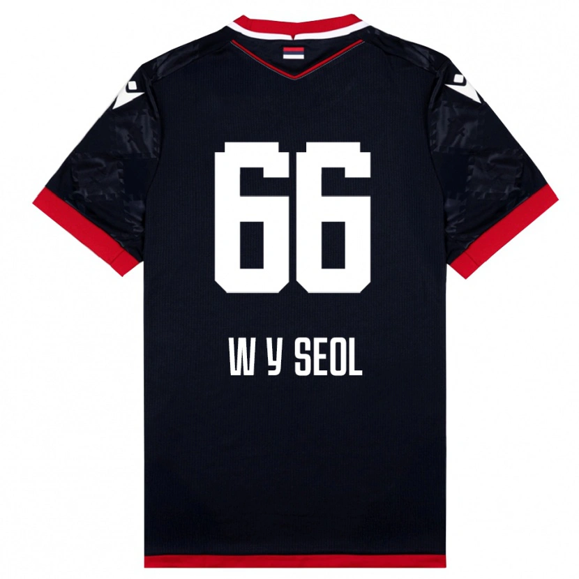 Danxen Børn Young-Woo Seol #66 Sort Rød Udebane Spillertrøjer 2025/26 Trøje T-Shirt