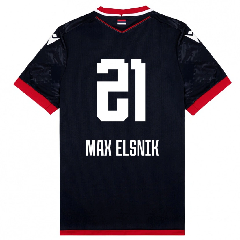 Danxen Børn Timi Max Elsnik #21 Sort Rød Udebane Spillertrøjer 2025/26 Trøje T-Shirt
