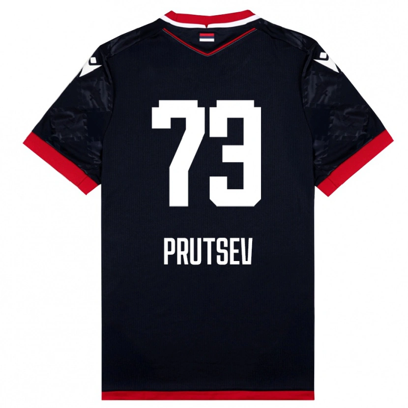 Danxen Børn Egor Prutsev #73 Sort Rød Udebane Spillertrøjer 2025/26 Trøje T-Shirt