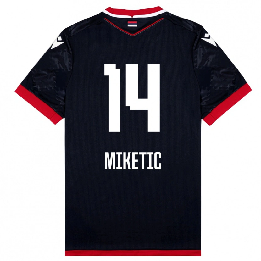 Danxen Børn Aleksandar Miketic #14 Sort Rød Udebane Spillertrøjer 2025/26 Trøje T-Shirt