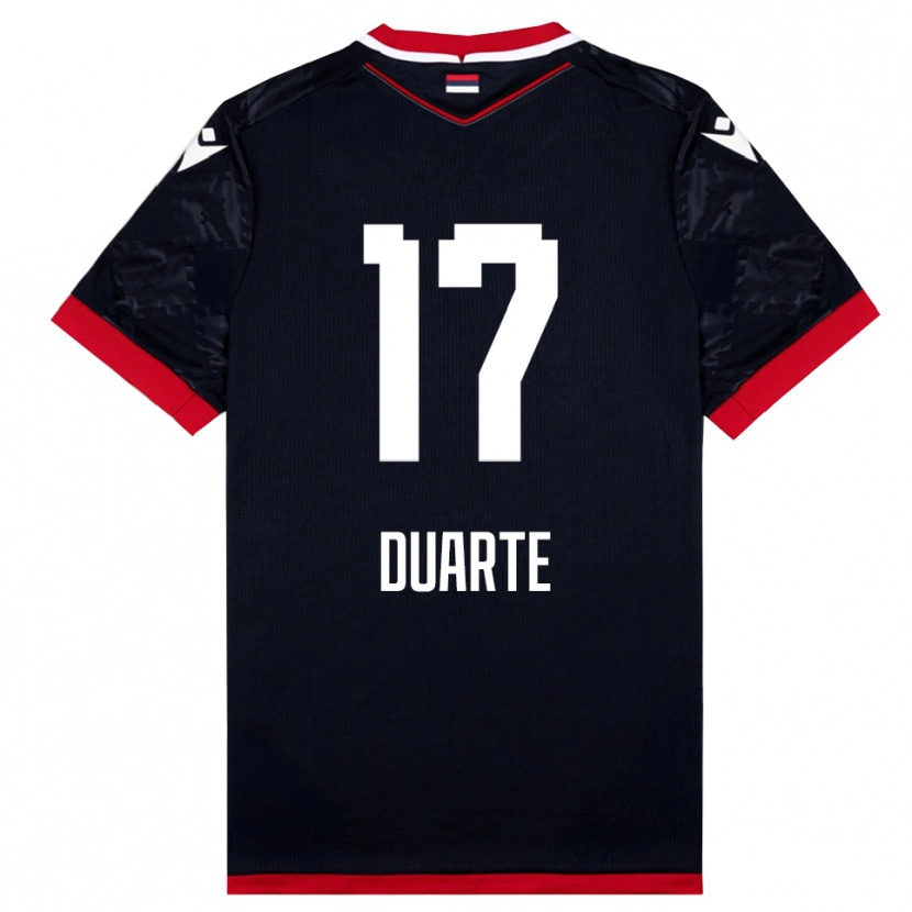 Danxen Børn Bruno Duarte #17 Sort Rød Udebane Spillertrøjer 2025/26 Trøje T-Shirt