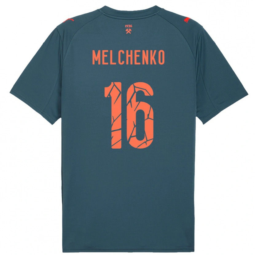 Danxen Børn Dmytro Melchenko #16 Mørkeblå Rød Udebane Spillertrøjer 2025/26 Trøje T-Shirt