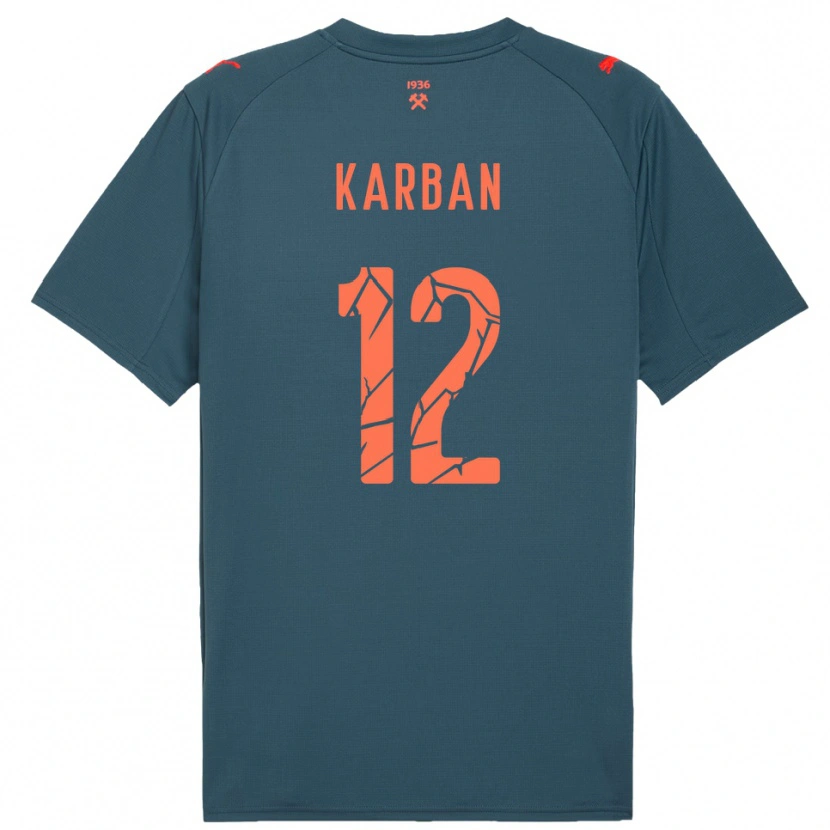 Danxen Børn Yevheniia Karban #12 Mørkeblå Rød Udebane Spillertrøjer 2025/26 Trøje T-Shirt