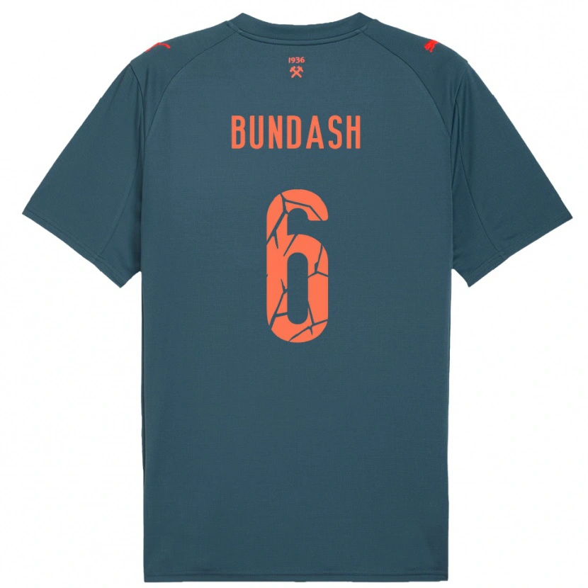 Danxen Børn Vasyl Bundash #6 Mørkeblå Rød Udebane Spillertrøjer 2025/26 Trøje T-Shirt