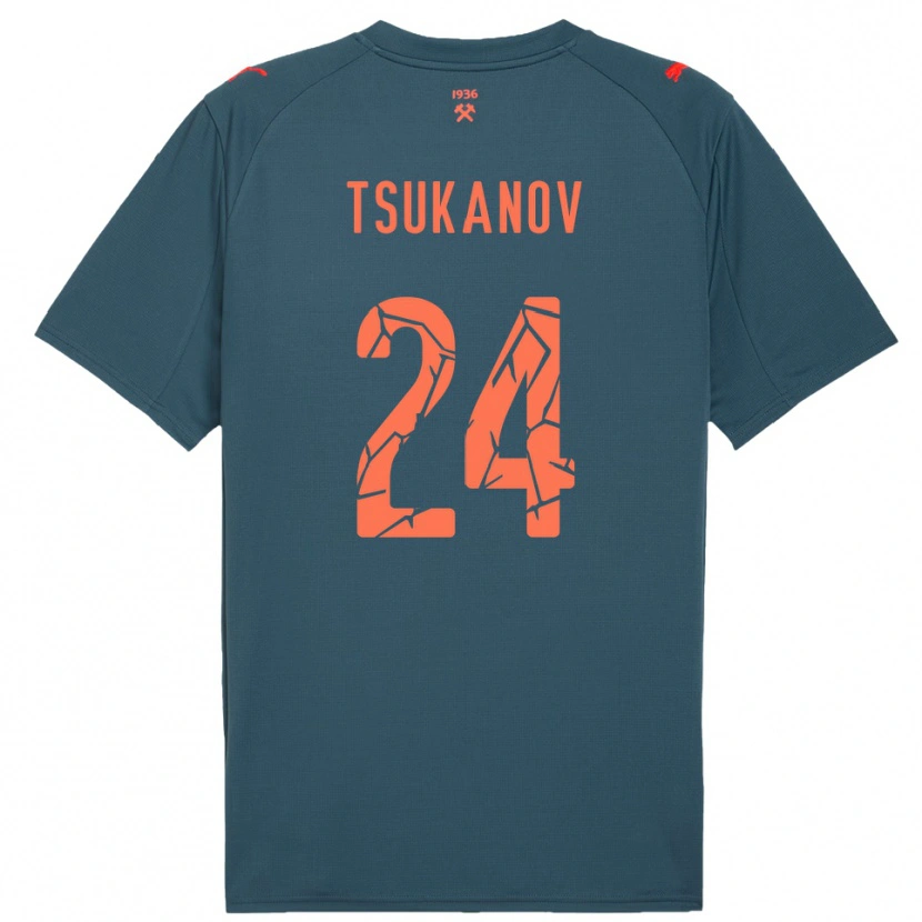 Danxen Børn Viktor Tsukanov #24 Mørkeblå Rød Udebane Spillertrøjer 2025/26 Trøje T-Shirt