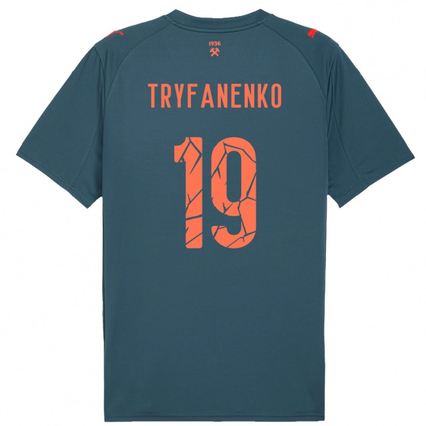 Danxen Børn Bogdan Tryfanenko #19 Mørkeblå Rød Udebane Spillertrøjer 2025/26 Trøje T-Shirt