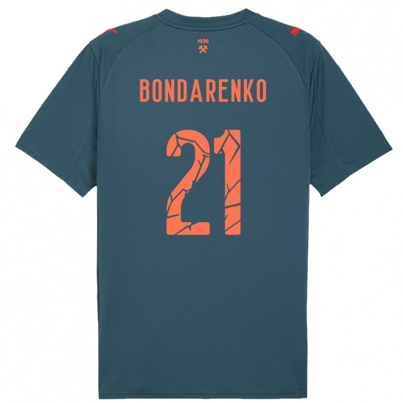 Danxen Børn Artem Bondarenko #21 Mørkeblå Rød Udebane Spillertrøjer 2025/26 Trøje T-Shirt