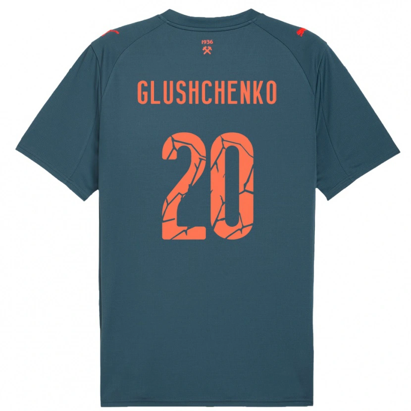 Danxen Børn Anton Glushchenko #20 Mørkeblå Rød Udebane Spillertrøjer 2025/26 Trøje T-Shirt
