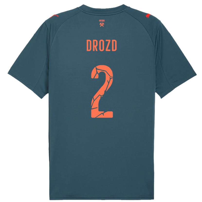 Danxen Børn Anton Drozd #2 Mørkeblå Rød Udebane Spillertrøjer 2025/26 Trøje T-Shirt
