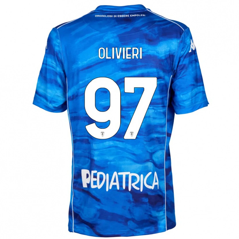 Danxen Mænd Alessandro Olivieri #97 Blå Hvid Hjemmebane Spillertrøjer 2025/26 Trøje T-Shirt