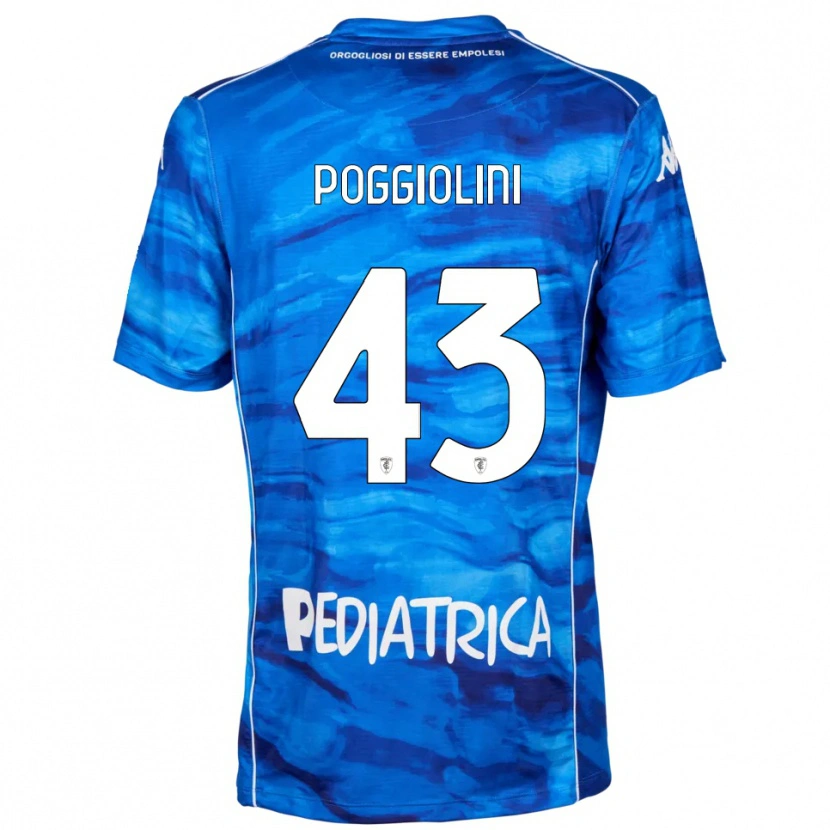Danxen Mænd Duccio Poggiolini #43 Blå Hvid Hjemmebane Spillertrøjer 2025/26 Trøje T-Shirt