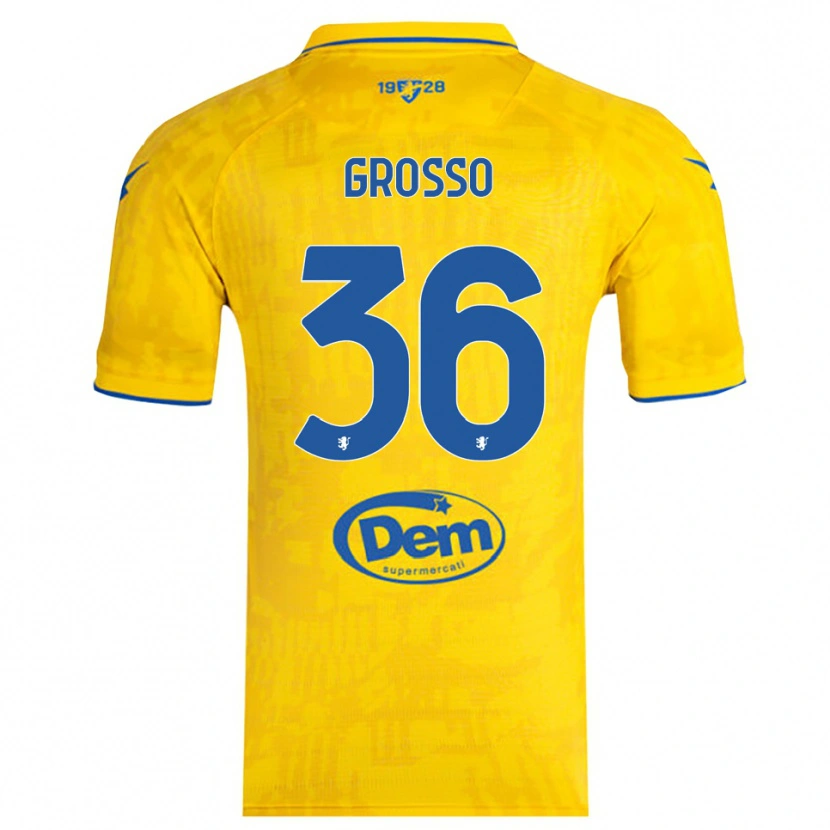Danxen Mænd Filippo Grosso #36 Gul Blå Hjemmebane Spillertrøjer 2025/26 Trøje T-Shirt