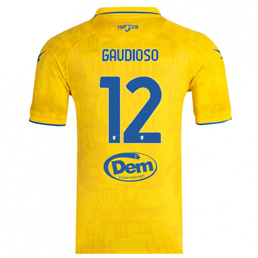 Danxen Mænd Gianmaria Gaudioso #12 Gul Blå Hjemmebane Spillertrøjer 2025/26 Trøje T-Shirt