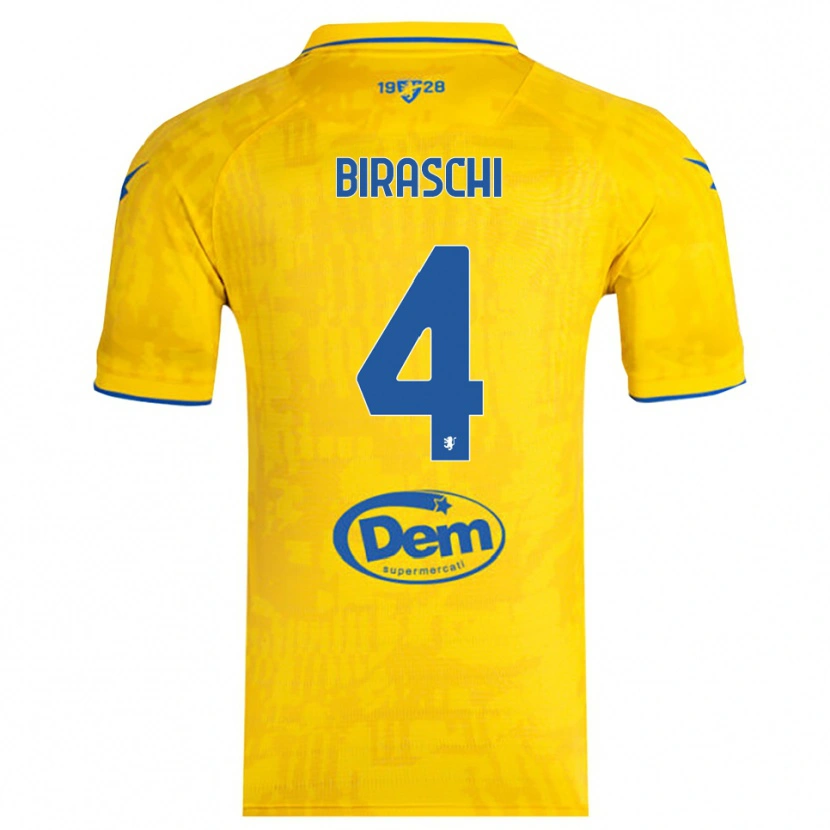 Danxen Mænd Davide Biraschi #4 Gul Blå Hjemmebane Spillertrøjer 2025/26 Trøje T-Shirt