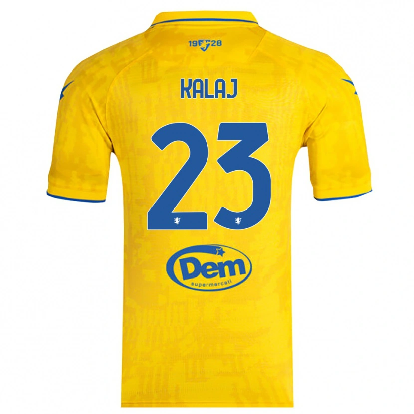 Danxen Mænd Sergio Kalaj #23 Gul Blå Hjemmebane Spillertrøjer 2025/26 Trøje T-Shirt
