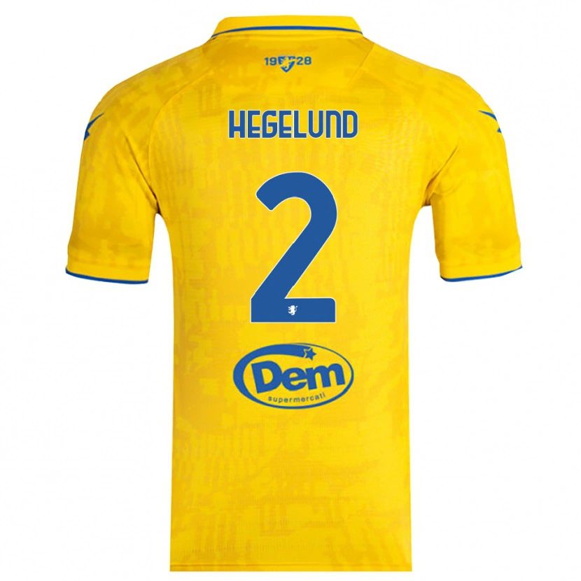 Danxen Mænd Victor Hegelund #2 Gul Blå Hjemmebane Spillertrøjer 2025/26 Trøje T-Shirt