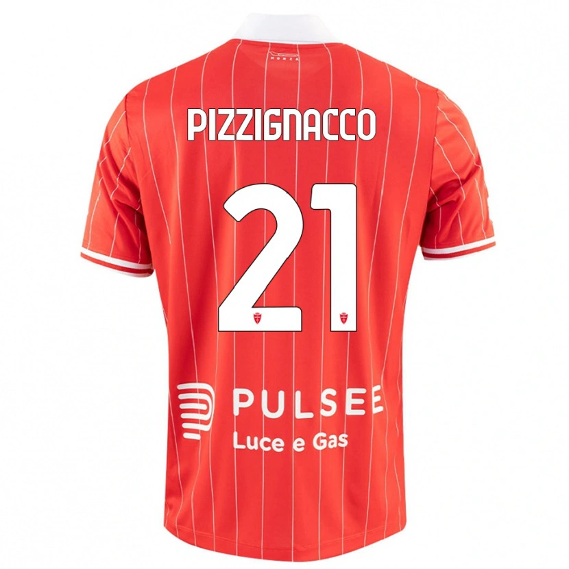 Danxen Mænd Semuel Pizzignacco #21 Rød Hvid Hjemmebane Spillertrøjer 2025/26 Trøje T-Shirt