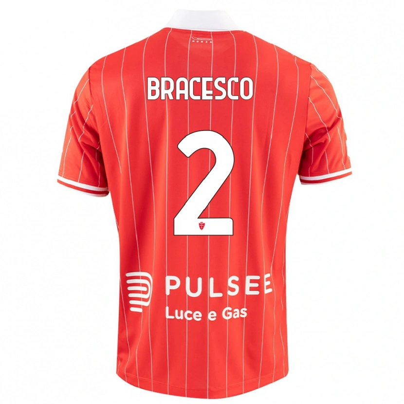 Danxen Mænd Riccardo Bracesco #2 Rød Hvid Hjemmebane Spillertrøjer 2025/26 Trøje T-Shirt