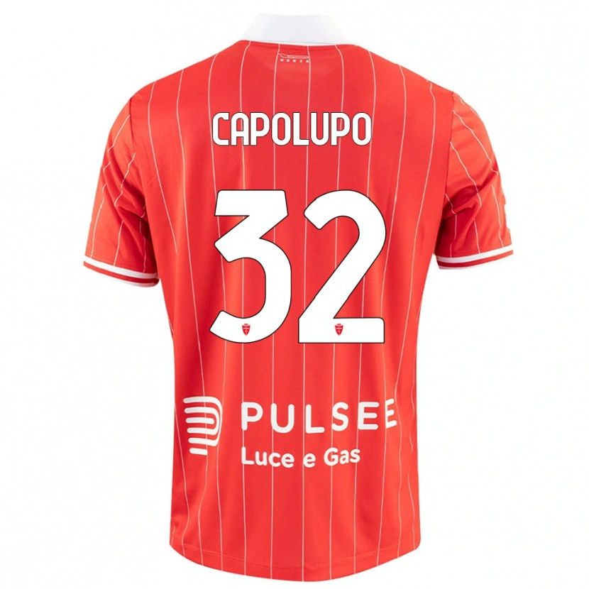 Danxen Mænd Samuele Capolupo #32 Rød Hvid Hjemmebane Spillertrøjer 2025/26 Trøje T-Shirt