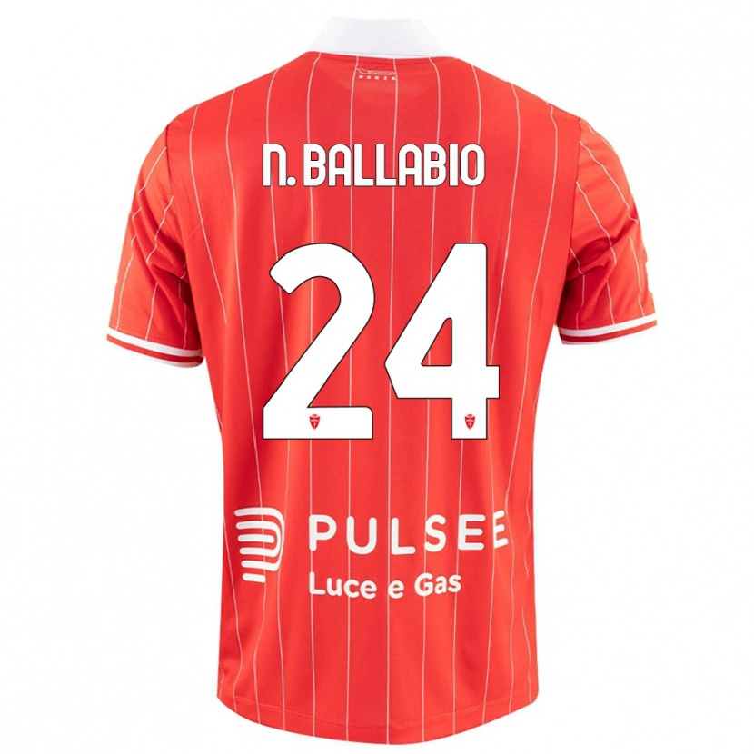 Danxen Mænd Nicolò Ballabio #24 Rød Hvid Hjemmebane Spillertrøjer 2025/26 Trøje T-Shirt
