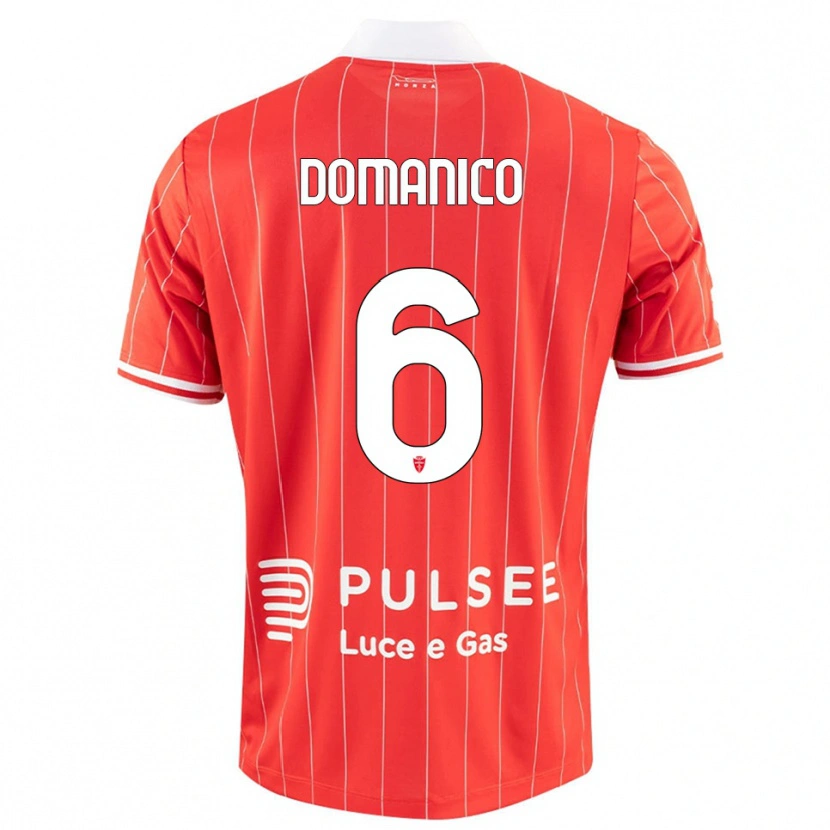 Danxen Mænd Saverio Domanico #6 Rød Hvid Hjemmebane Spillertrøjer 2025/26 Trøje T-Shirt