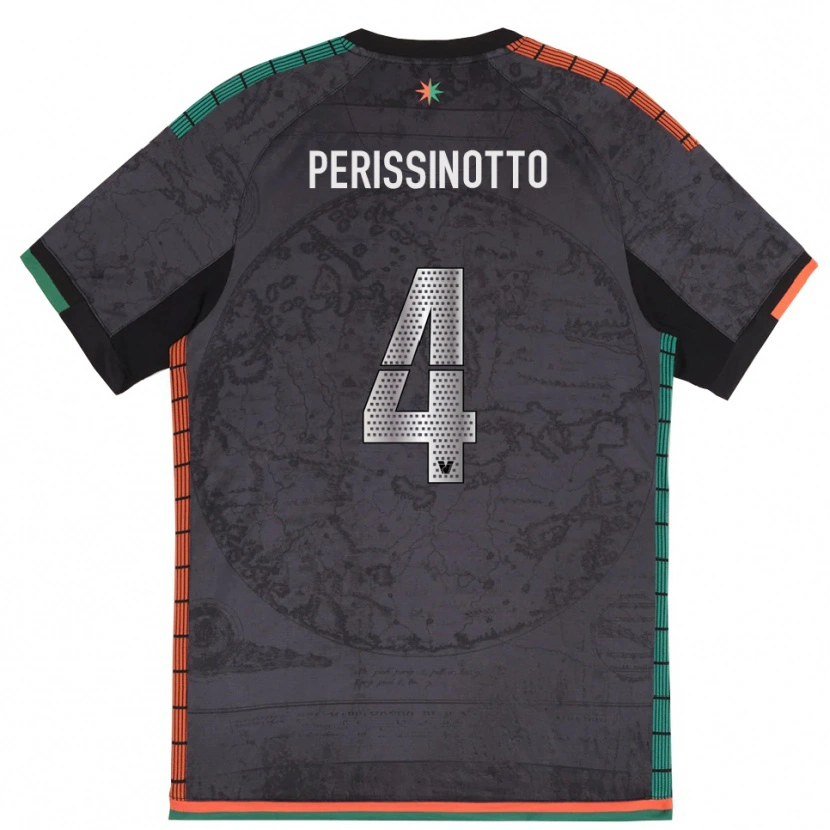 Danxen Mænd Nicolò Perissinotto #4 Mørkegrå Hjemmebane Spillertrøjer 2025/26 Trøje T-Shirt